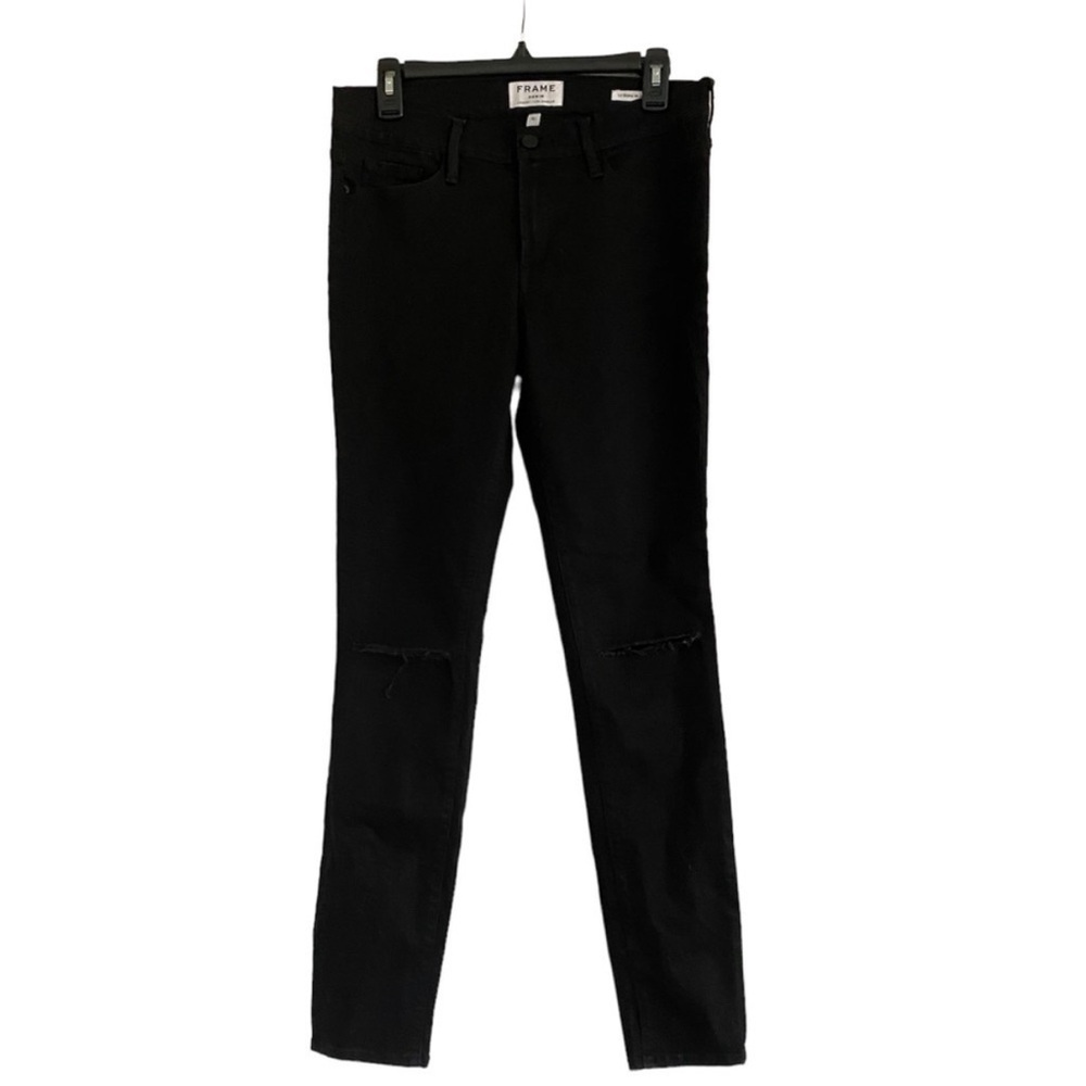 NWOT Frame Denim Los Angeles Black Jeans Le Skinny de Jeanne Vian Ripped Size 31